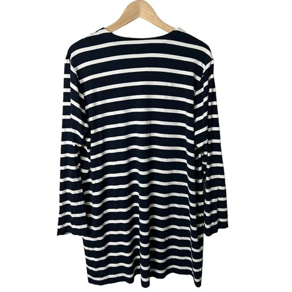 J. Jill Wearever Blue & Cream Striped Cardigan Size XL Lycra Stretch Women’s - Picture 3 of 7